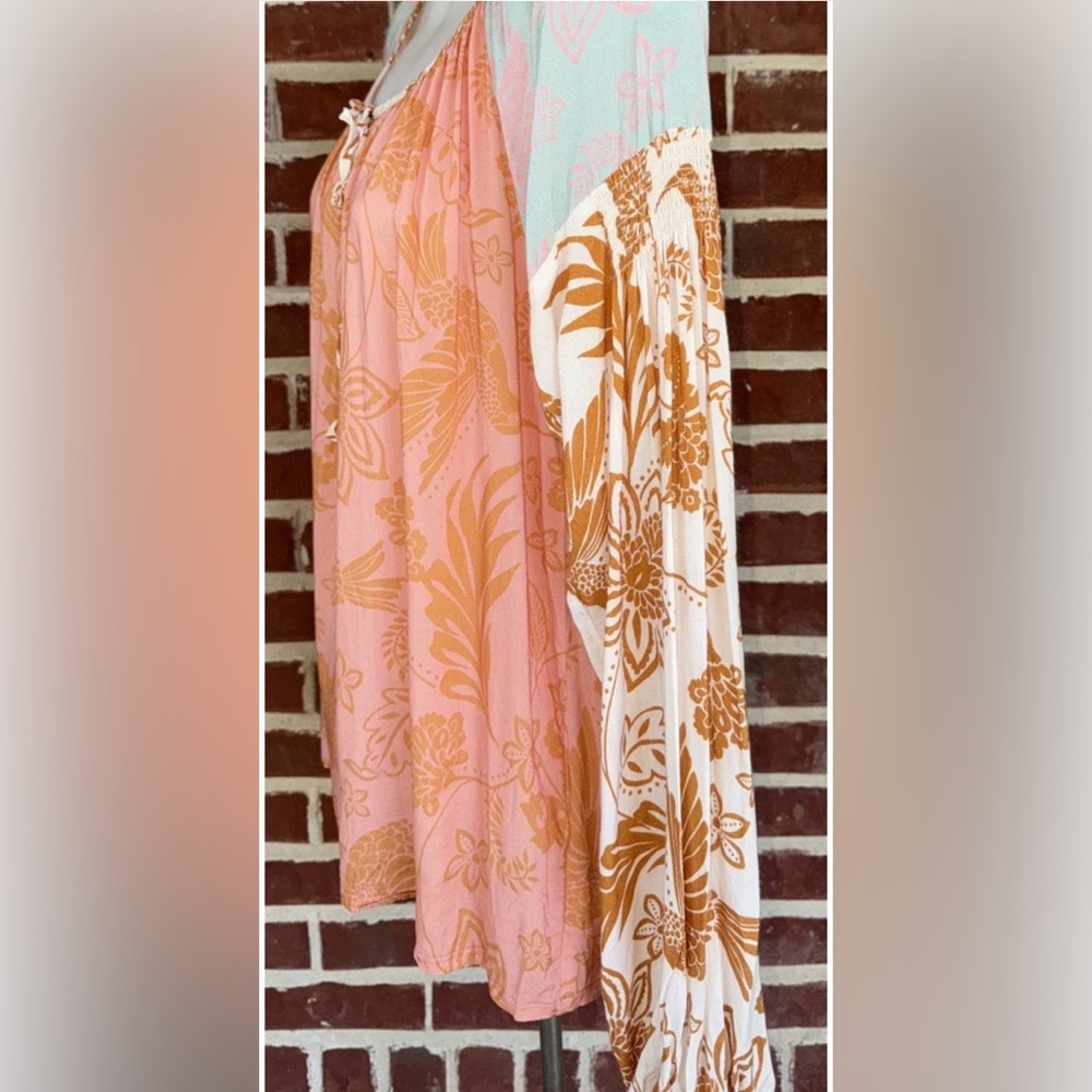 JOHNNY WAS Top Sz S Peasant Blouse Waimea Mixed Floral Hummingbird Boho Chic - Picture 6 of 13